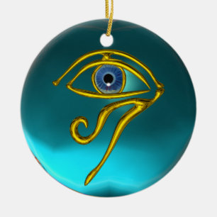 Ornement Rond En Céramique BLUE TALISMAN, Sapphire Aquamarine
