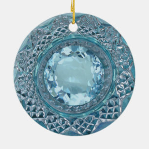 Ornement Rond En Céramique Blue Topaz and Cut Glass