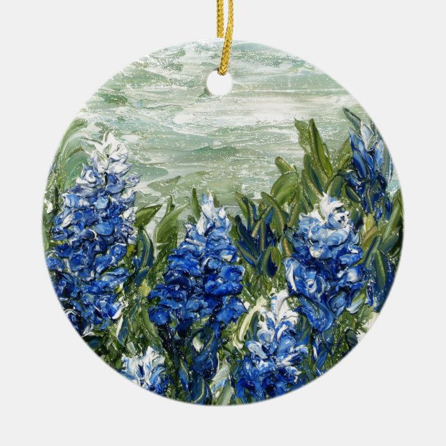 Ornement Rond En Céramique Bluebonnets (Devant)