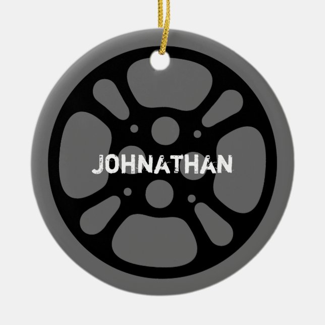 Ornement Rond En Céramique Bobine de film/ornement nommé fait sur commande (Devant)