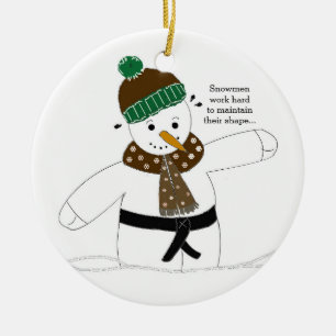Ornement Rond En Céramique Bonhomme de neige d'arts martiaux