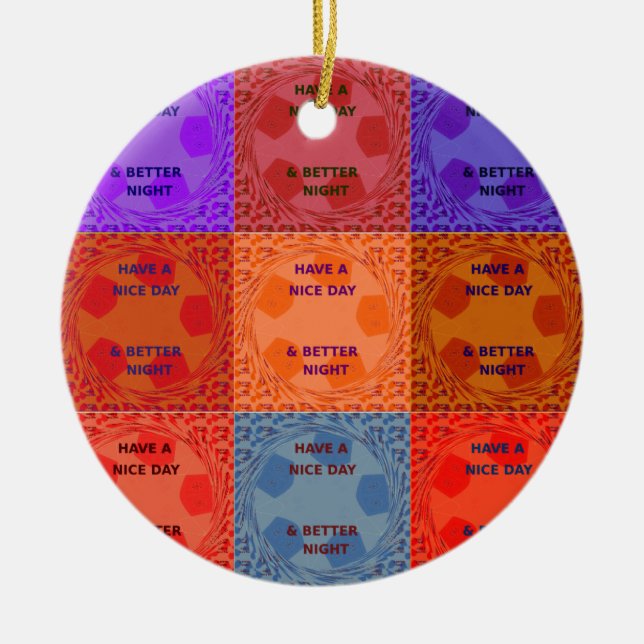 Ornement Rond En Céramique Bonne journée et meilleur Night Pop Art Imprimer (Devant)