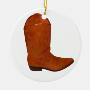 Ornement Rond En Céramique Boot Cowboy