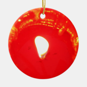 Ornement Rond En Céramique Bougie rouge, flamme, Bougie, Amour de Noël