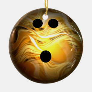 Ornement Rond En Céramique Boule de bowling de remous d'or