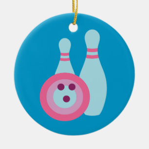 Ornement Rond En Céramique Boule de Bowling et Pins