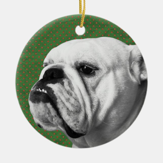 Ornement Rond En Céramique Bouledogue anglais (Devant)