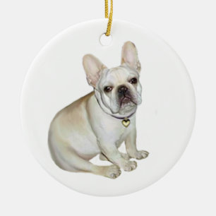 Ornement Rond En Céramique Bouledogue français (A)