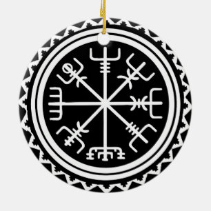 Ornement Rond En Céramique Boussole Viking Vegvisir