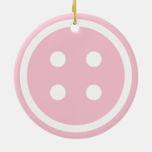 Ornement Rond En Céramique Bouton à coudre rose mou