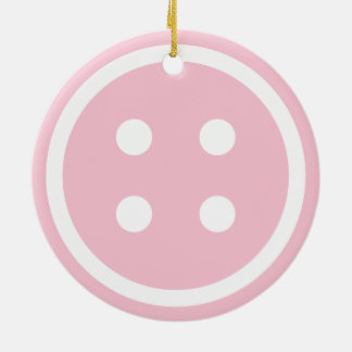 Ornement Rond En Céramique Bouton à coudre rose mou