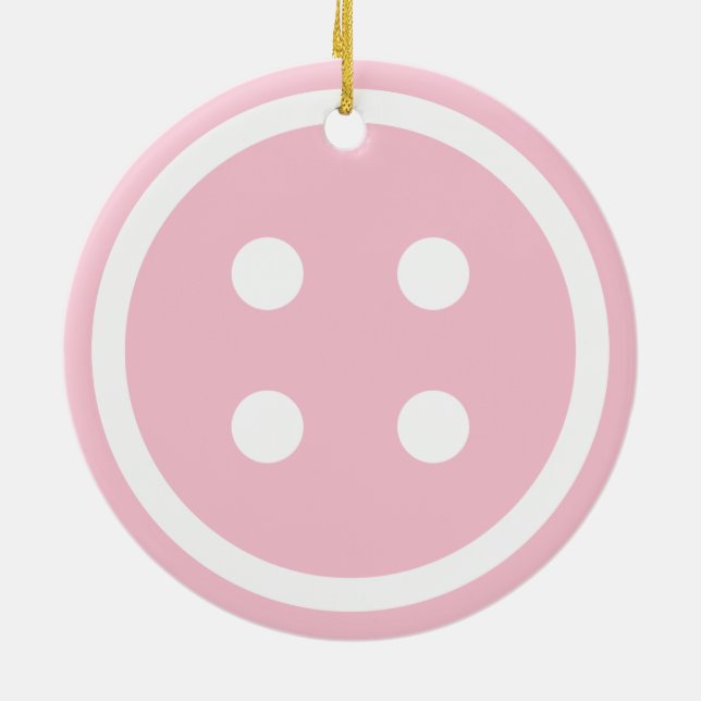 Ornement Rond En Céramique Bouton à coudre rose mou (Dos)