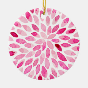 Ornement Rond En Céramique Boutons de brosse couleur aquarelle - palette rose