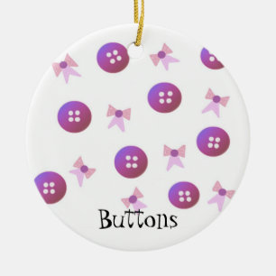 Ornement Rond En Céramique Boutons et rubans violets et roses