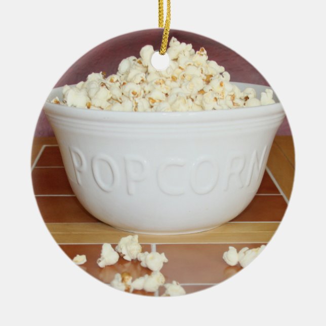 Ornement Rond En Céramique Bowl of Popcorn (Devant)