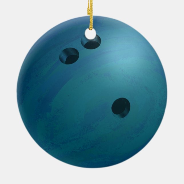 Ornement Rond En Céramique Bowling Ball Blue (Dos)