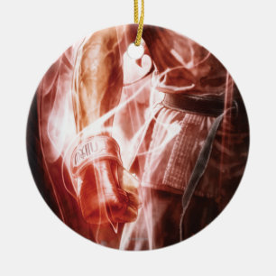 Ornement Rond En Céramique Bras droit rougeoyant de Ryu