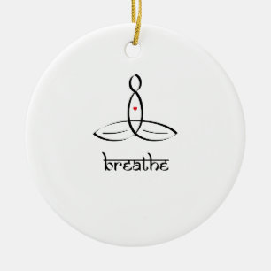 Ornement Rond En Céramique Breathe - Style sanskrit noir