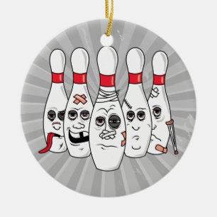 Ornement Rond En Céramique broches de bowling blessées cassées