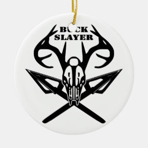 Ornement Rond En Céramique Buck Slayer Deer & Flèches