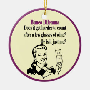 Ornement Rond En Céramique Bunco - Dilema drôle