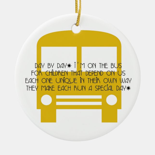 Ornement Rond En Céramique Bus Aide Jour par jour Bus Jaune (Devant)