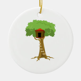 Ornement Rond En Céramique Cabane dans un arbre
