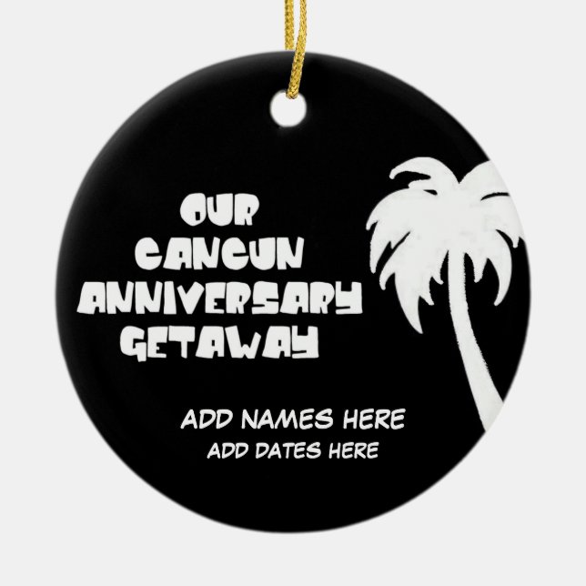 Ornement Rond En Céramique Cadeau personnalisé pour l'anniversaire de Cancun (Devant)