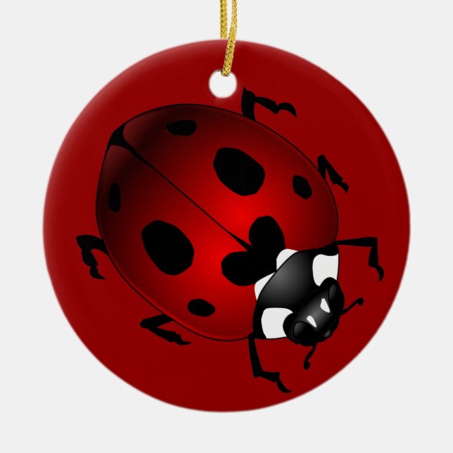 Ornement Rond En Céramique Cadeaux de coccinelle de souvenir d'insecte (Devant)