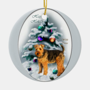 Ornement Rond En Céramique Cadeaux de Noël Welsh Terrier