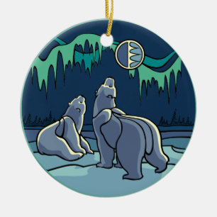 Ornement Rond En Céramique Cadeaux d'ours de souvenir d'ours d'ornement d'art