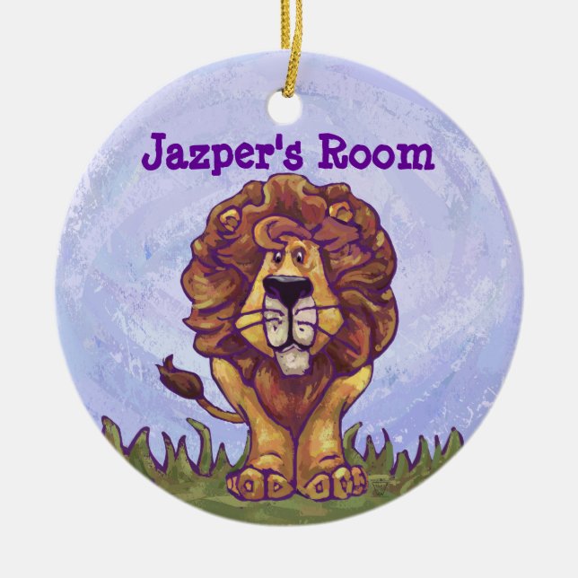 Ornement Rond En Céramique Cadeaux et accessoires Lion (Devant)