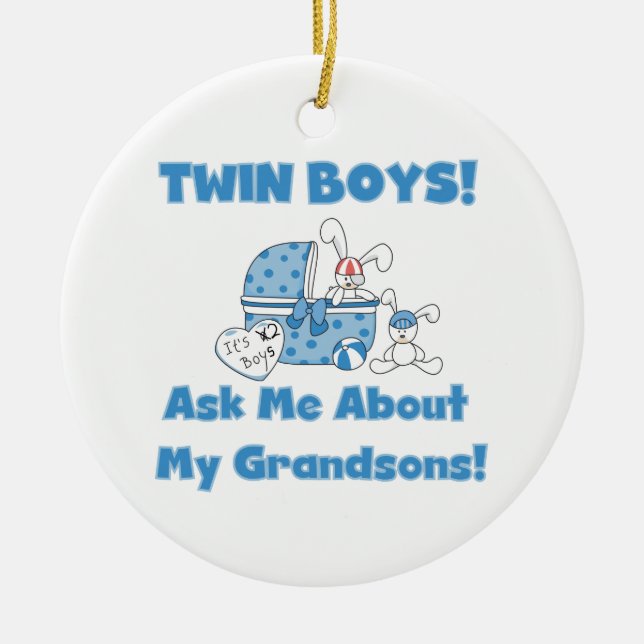 Ornement Rond En Céramique Cadeaux Twin Boy Grandsons (Devant)