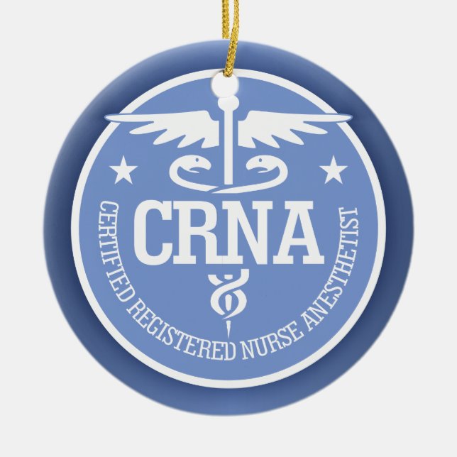 Ornement Rond En Céramique Caduceus CRNA idées cadeaux (Devant)