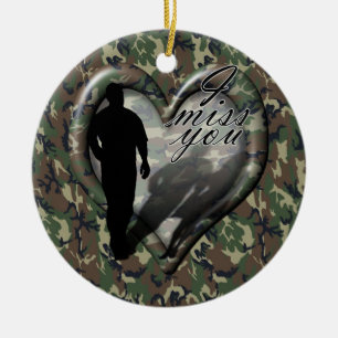 Ornement Rond En Céramique Camouflage Heart - Homme Missing Woman (avec le te