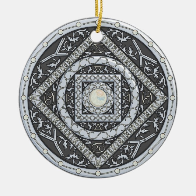 Ornement Rond En Céramique Cancer Mandala (Devant)