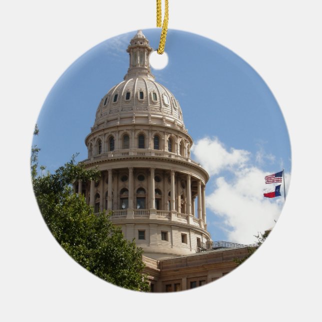 Ornement Rond En Céramique Capitol 2 d'état du Texas (Devant)