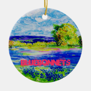 Ornement Rond En Céramique capot bleu