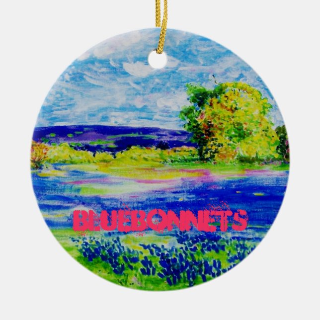Ornement Rond En Céramique capot bleu (Devant)