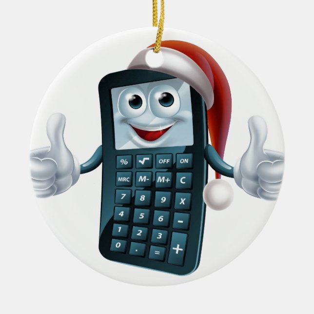 Ornement Rond En Céramique Caractère de Noël de maths de calculatrice (Devant)