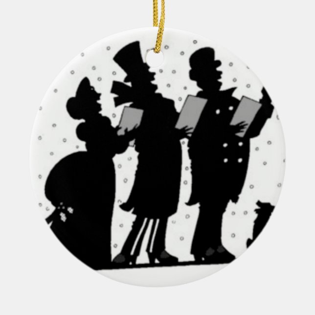 Ornement Rond En Céramique Carolers (Devant)
