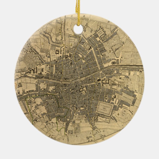 Ornement Rond En Céramique Carte 1797 de Dublin Irlande (Dos)