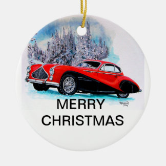 Ornement Rond En Céramique CARTE 1951 de NOËL de coupé de GS de Talbot-Lago