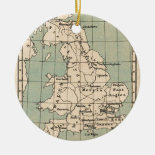 Ornement Rond En Céramique Carte de la vieille Angleterre
