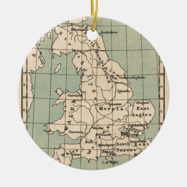 Ornement Rond En Céramique Carte de la vieille Angleterre (Devant)