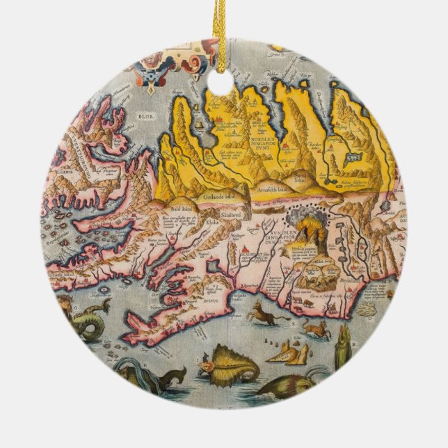 Ornement Rond En Céramique Carte de l'Islande (Dos)