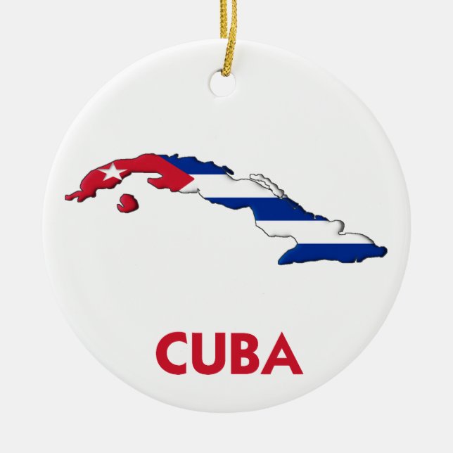 ORNEMENT ROND EN CÉRAMIQUE CARTE DU CUBA (Devant)