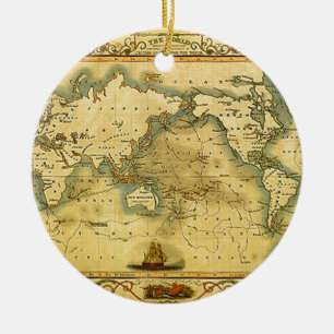 Ornement Rond En Céramique Carte du monde antique