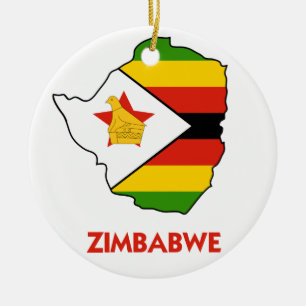 ORNEMENT ROND EN CÉRAMIQUE CARTE DU ZIMBABWE