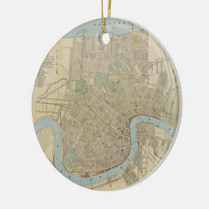 Ornement Rond En Céramique Carte vintage de la Nouvelle-Orléans (1919)
